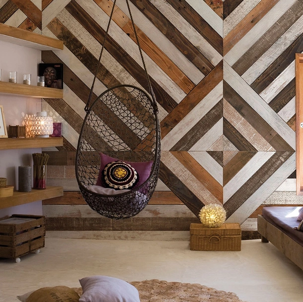 Carta da parati geometrica effetto legno Wooden di Inkiostro Bianco