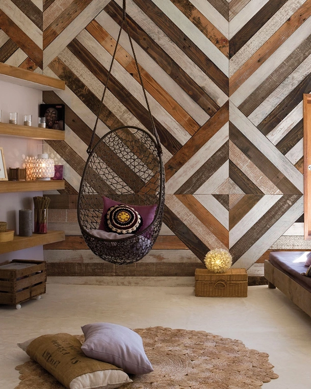 Carta da parati geometrica effetto legno Wooden di Inkiostro Bianco