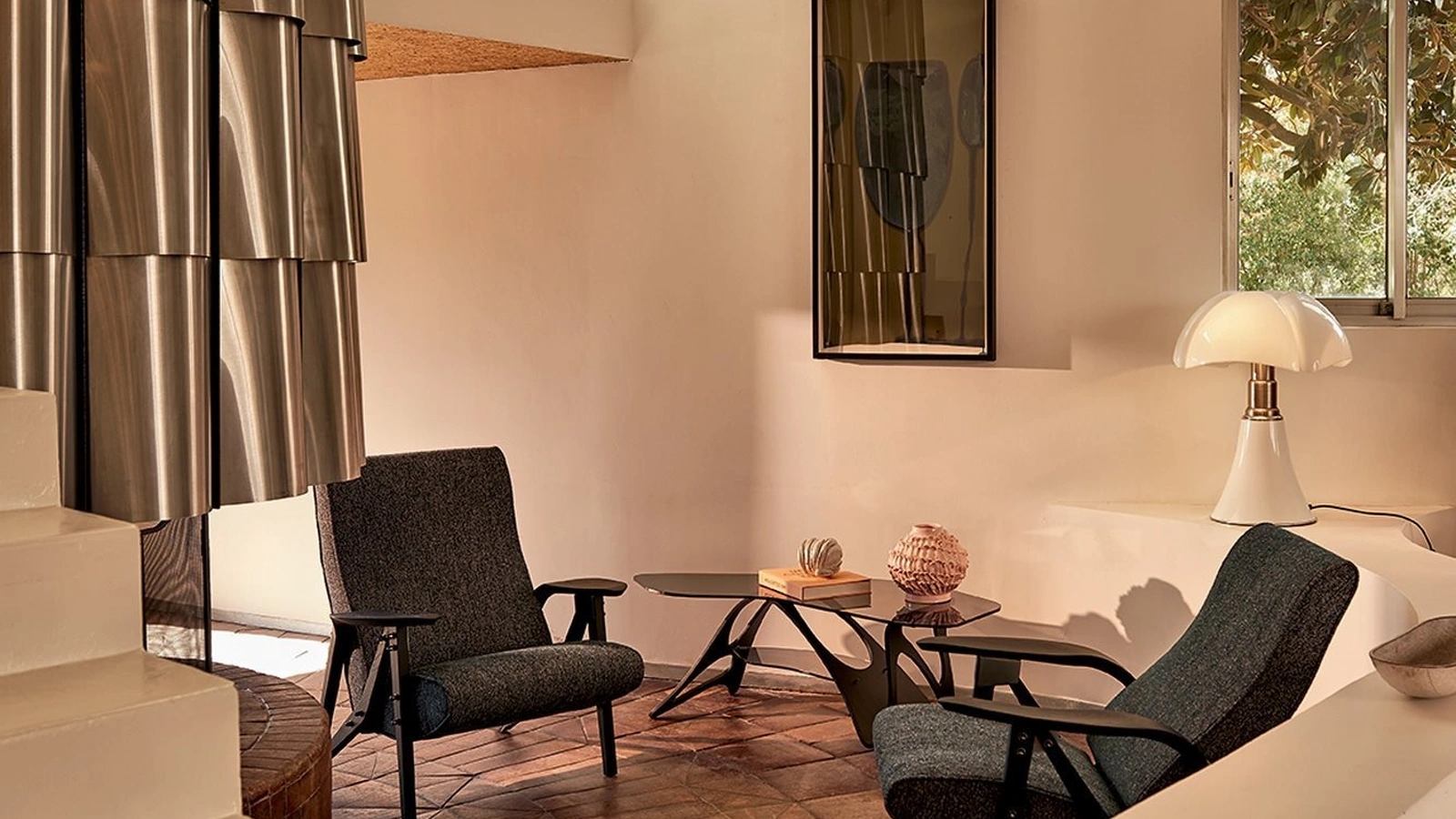 Tavolino di design in cristallo e rovere Arabesco CM di Zanotta