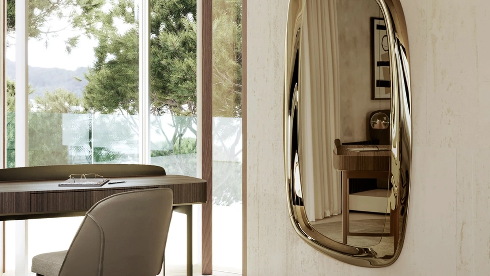 Specchio Astrum con cornice in vetro di Eforma