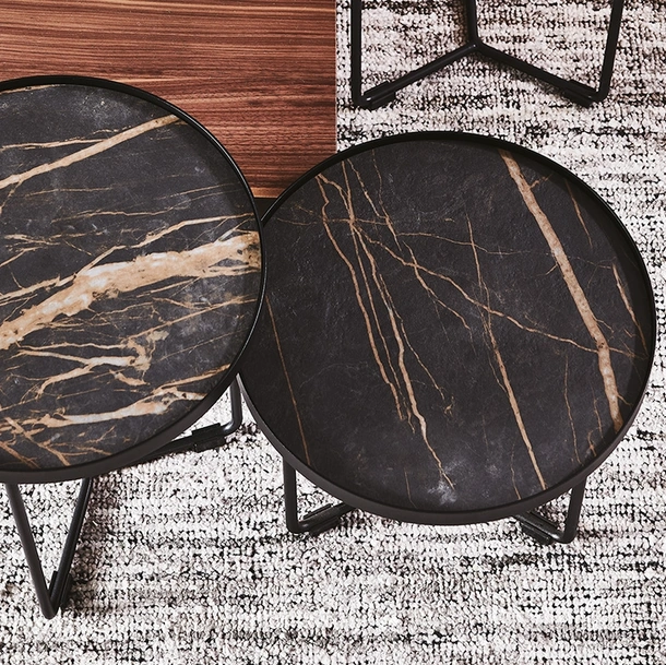 Tavolino con struttura in metallo e piano in ceramica Marmi Billy Keramik di Cattelan Italia