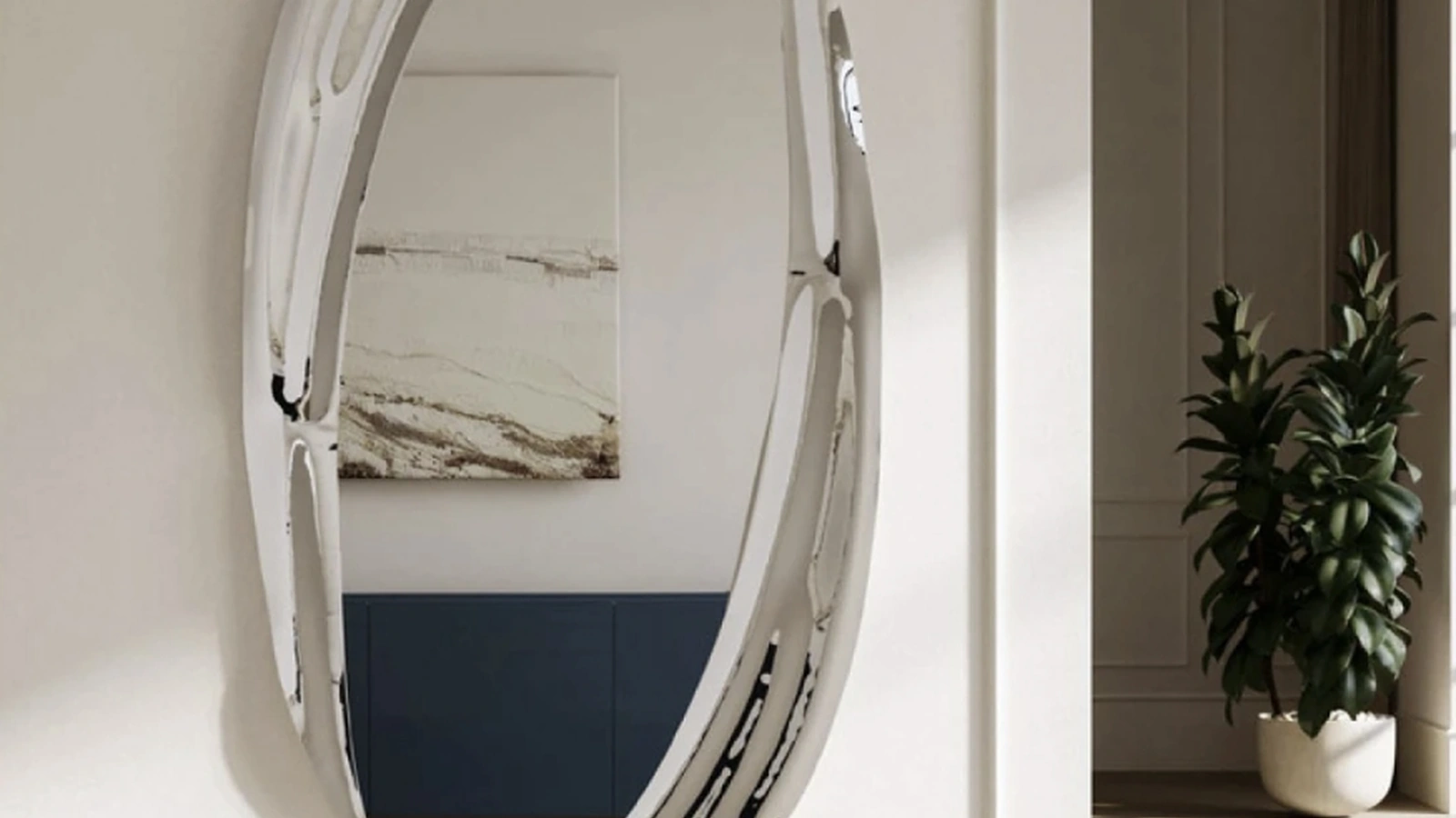 Specchio Carrara con cornice in vetro di Eforma