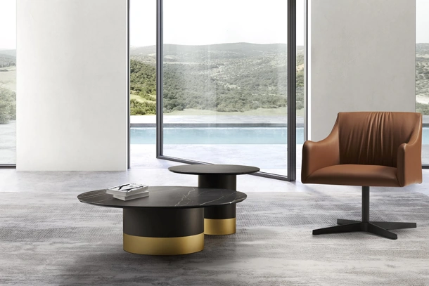 Tavolino Cilindro Low con top in ceramica di Eforma