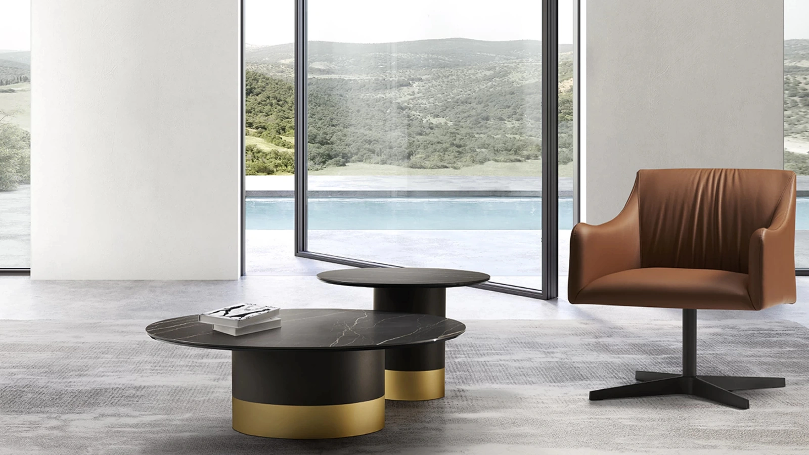 Tavolino Cilindro Low con top in ceramica di Eforma