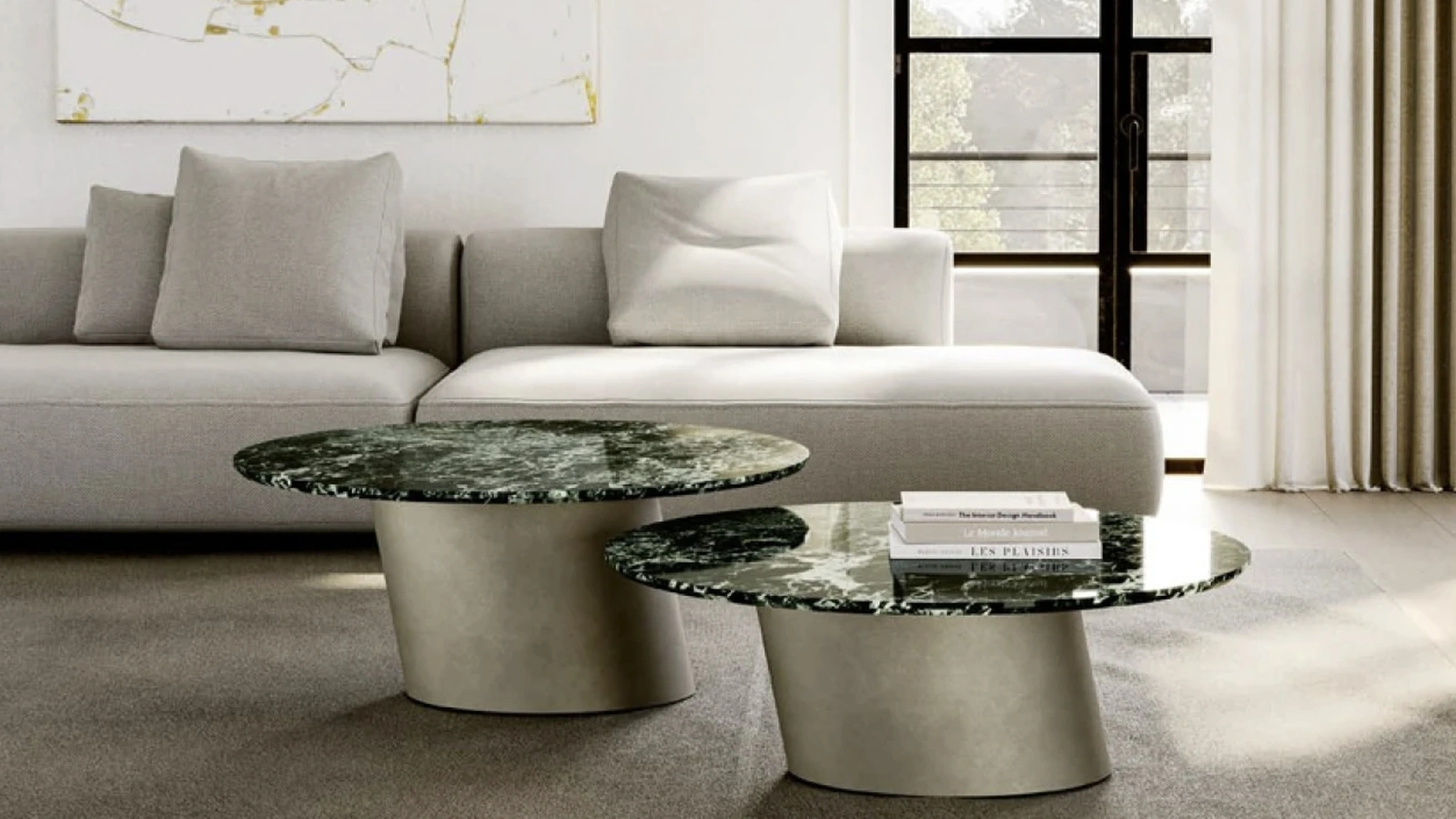 Tavolino Dorado Low con top in marmo di Eforma