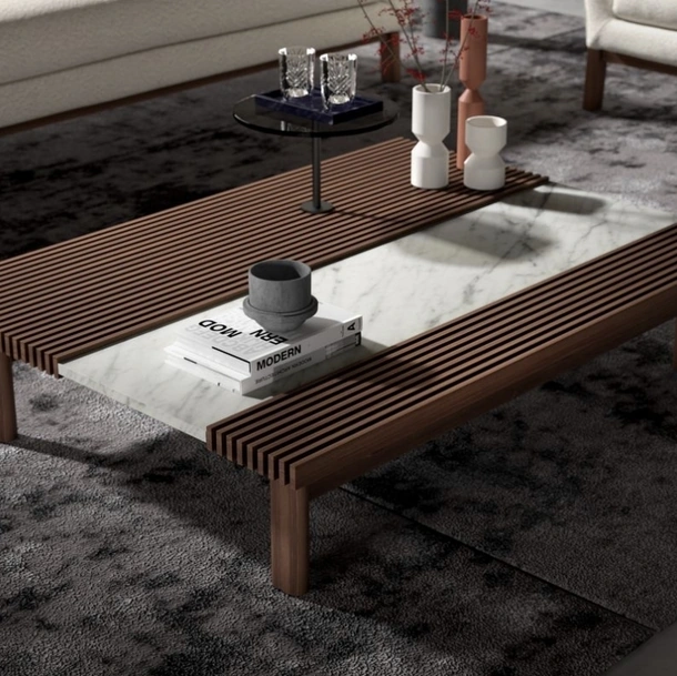 Tavolino Feel in legno e marmo di Vibieffe