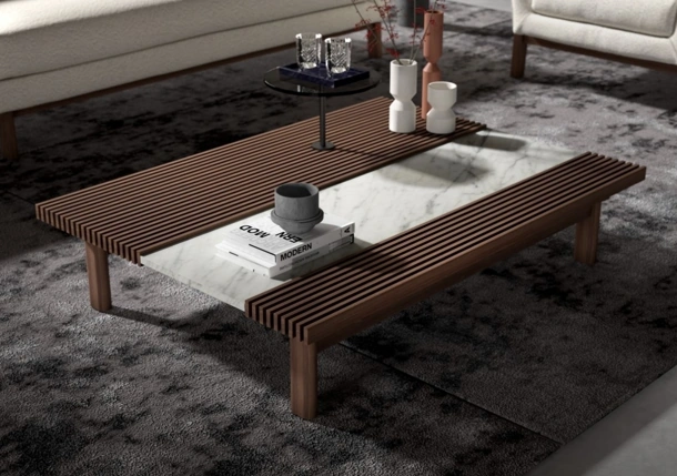 Tavolino Feel in legno e marmo di Vibieffe