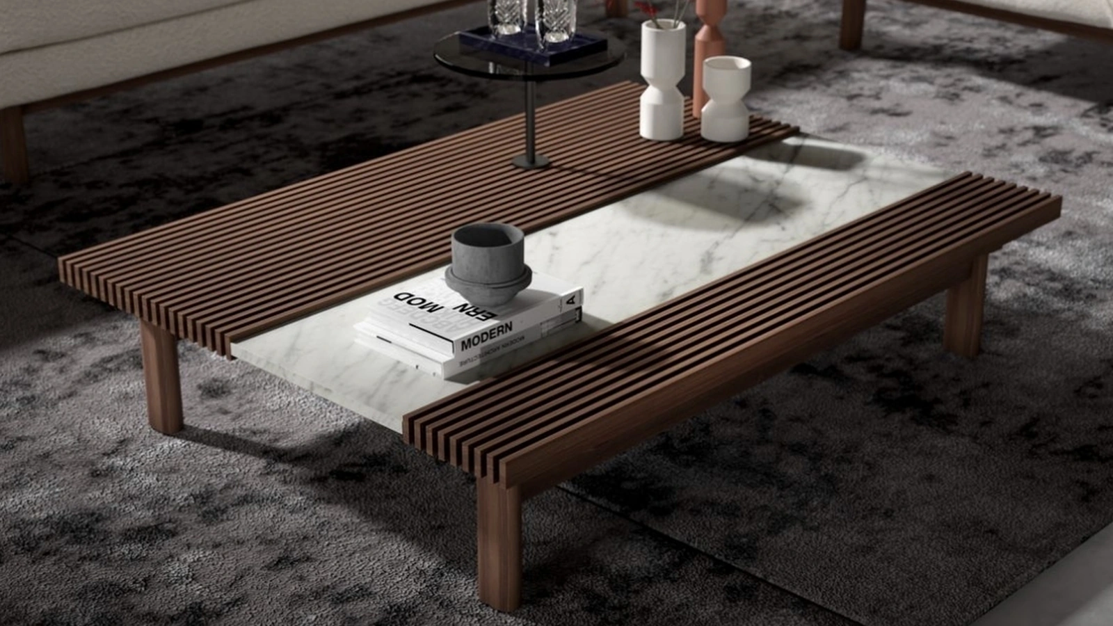 Tavolino Feel in legno e marmo di Vibieffe