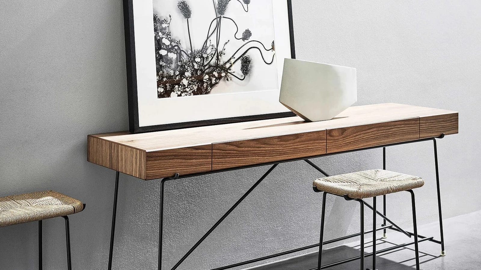 Scrittoio in marmo, legno e metallo Any Day di Flexform