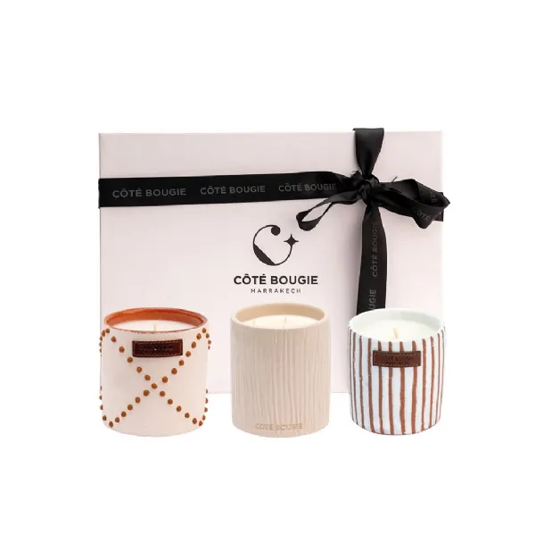 Gift Box Marrakech con tre candele in ceramica di Côté Bougie