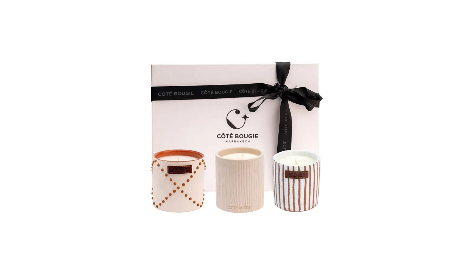 Gift Box Marrakech con tre candele in ceramica di Côté Bougie
