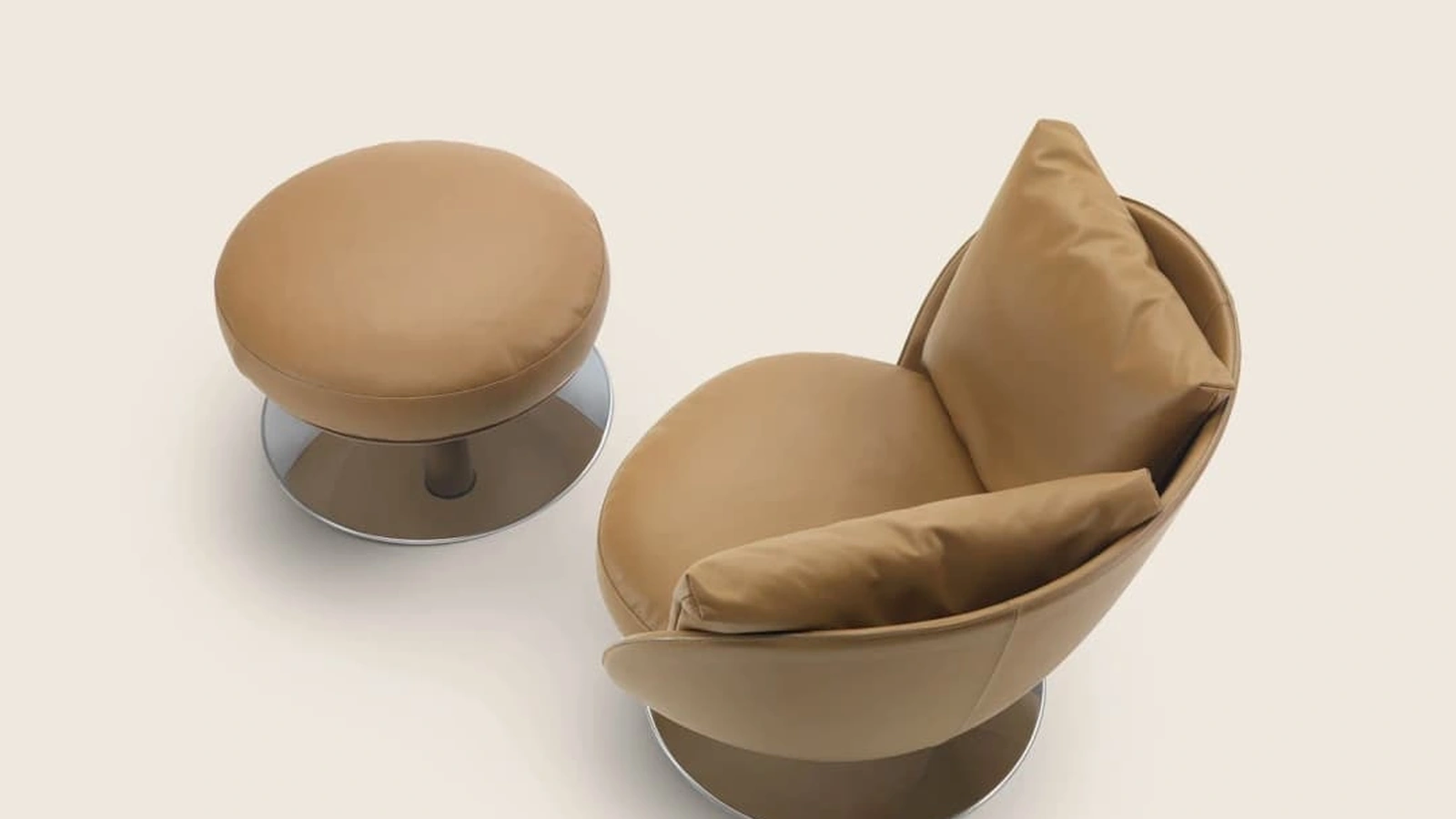 Pouf in pelle Eri di Flexform
