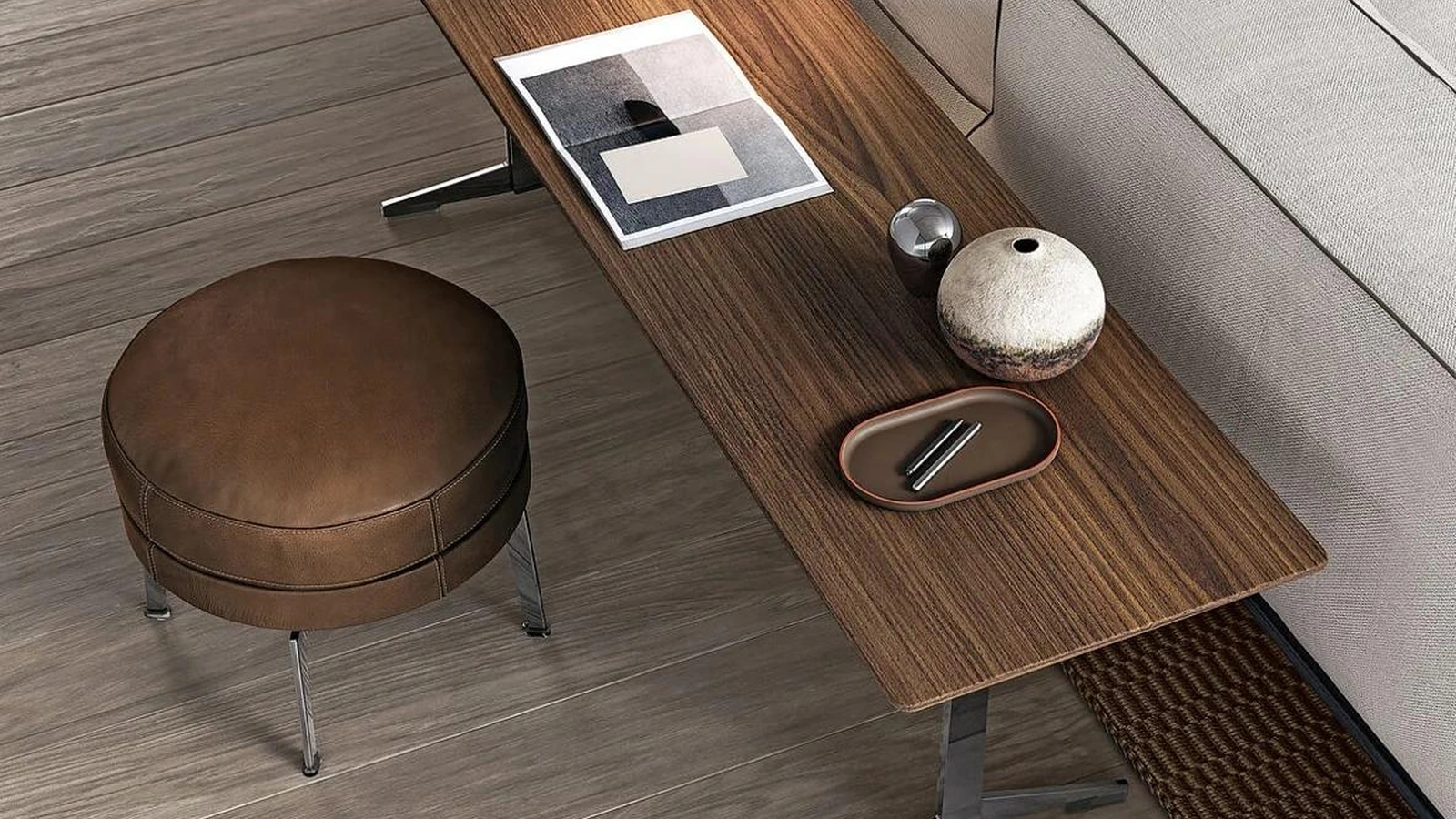 Pouf in pelle Feel Good di Flexform
