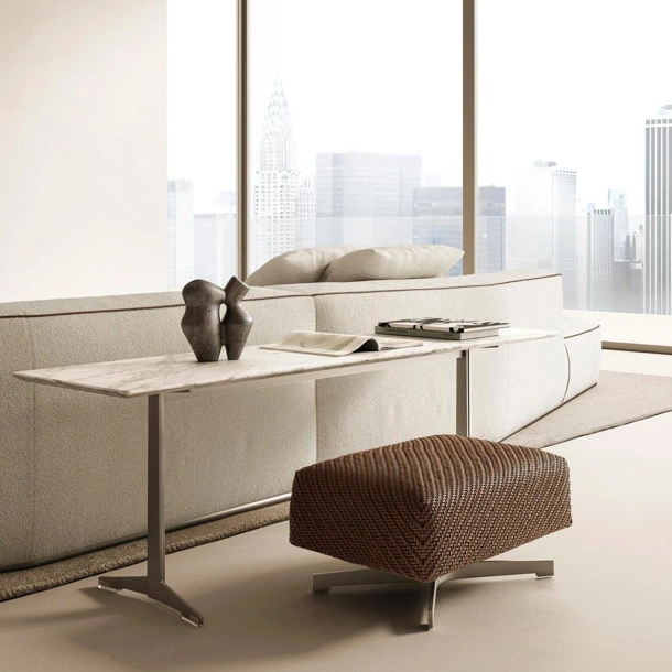 Pouf Filicudi in cuoio intrecciato di Flexform