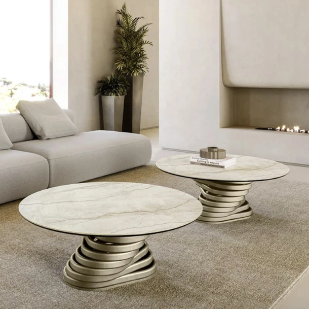 Tavolino Rotolo Low con top in ceramica di Eforma