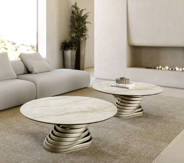 Tavolino Rotolo Low con top in ceramica di Eforma