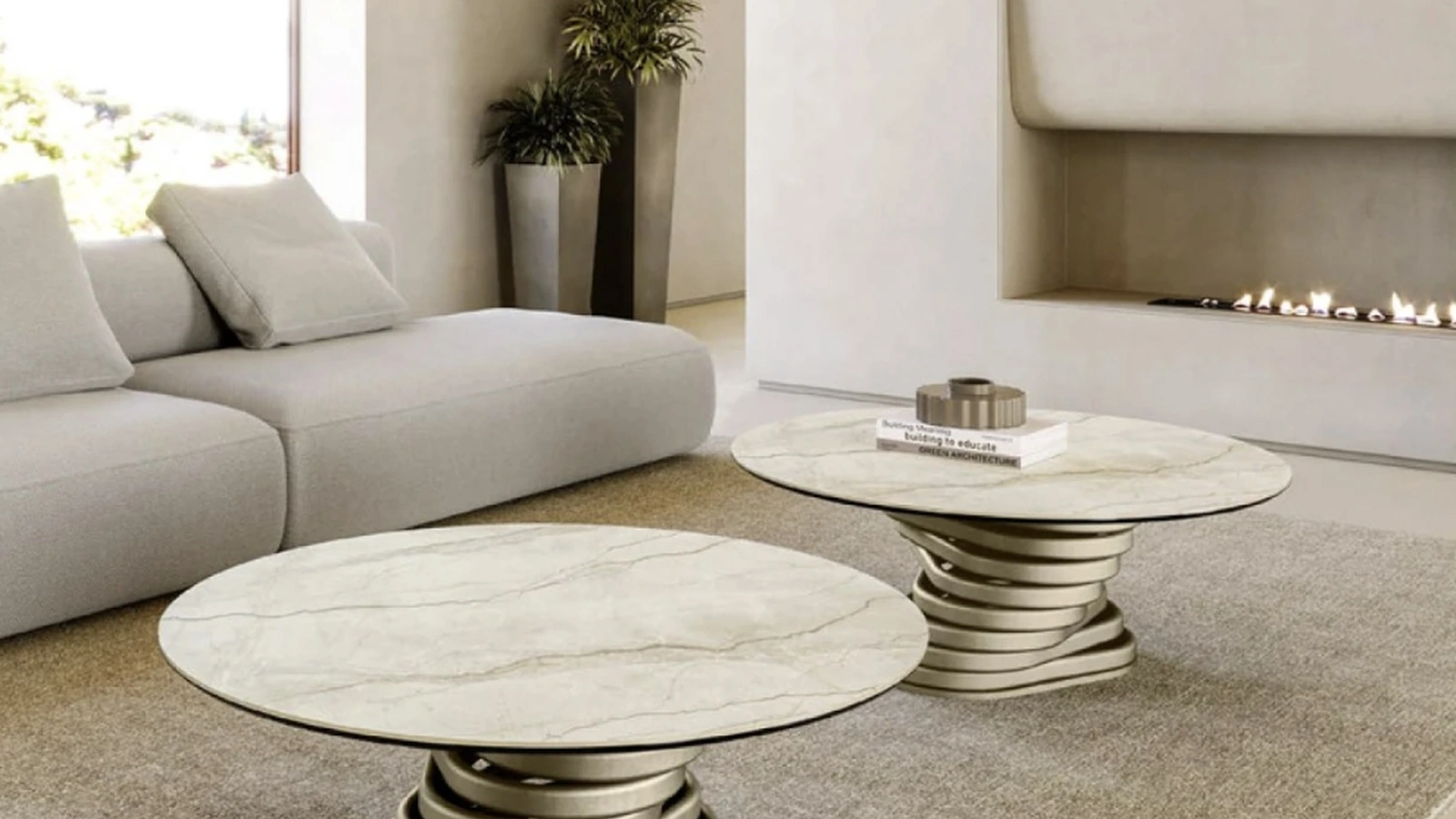 Tavolino Rotolo Low con top in ceramica di Eforma
