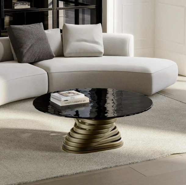 Tavolino Rotolo Low con top in cristallo di Eforma