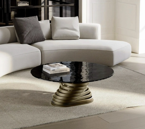 Tavolino Rotolo Low con top in cristallo di Eforma