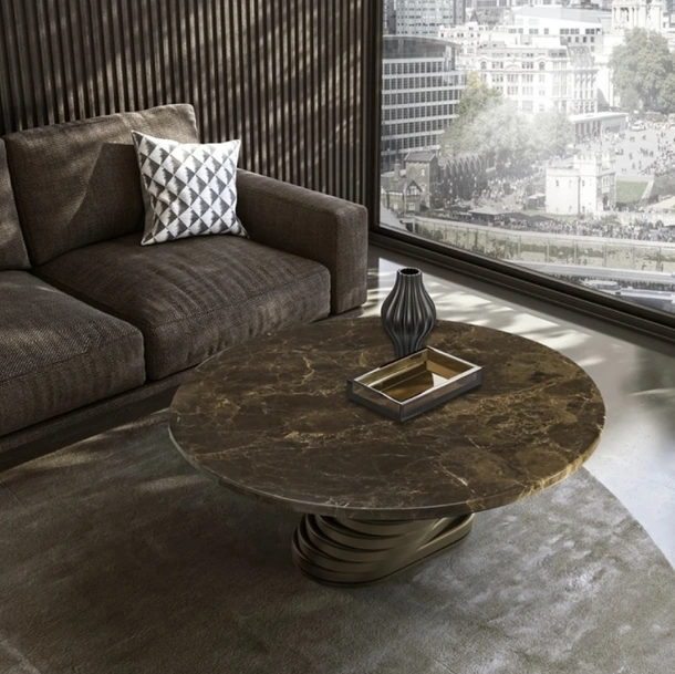 Tavolino Rotolo Low con top in marmo di Eforma