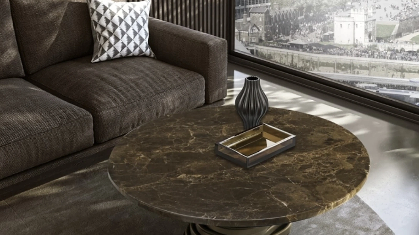 Tavolino Rotolo Low con top in marmo di Eforma