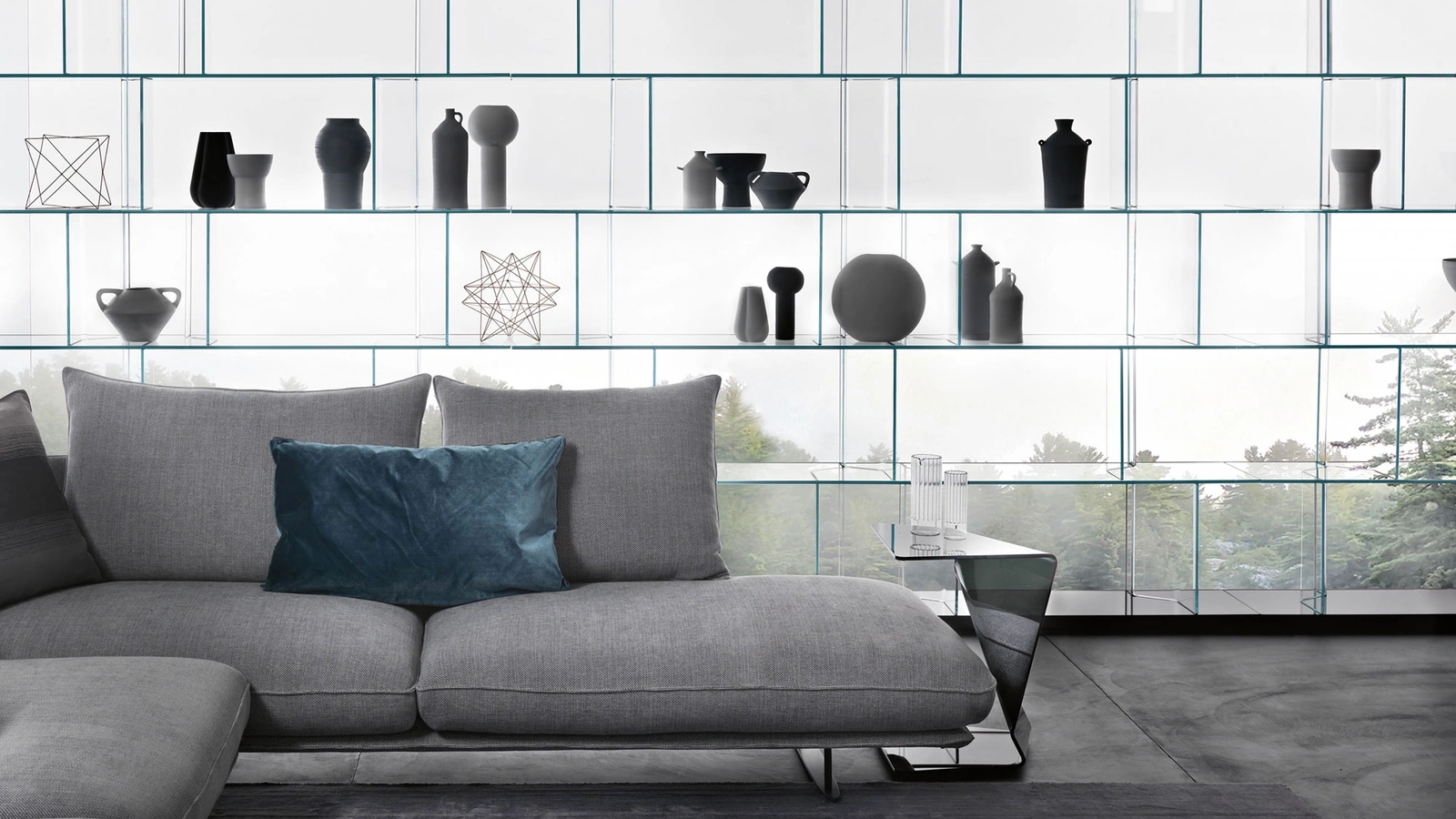Tavolino Sigmy in vetro curvato Nero di Fiam
