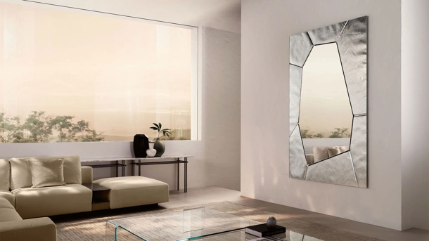Specchio con cornice in vetro Silica di Fiam