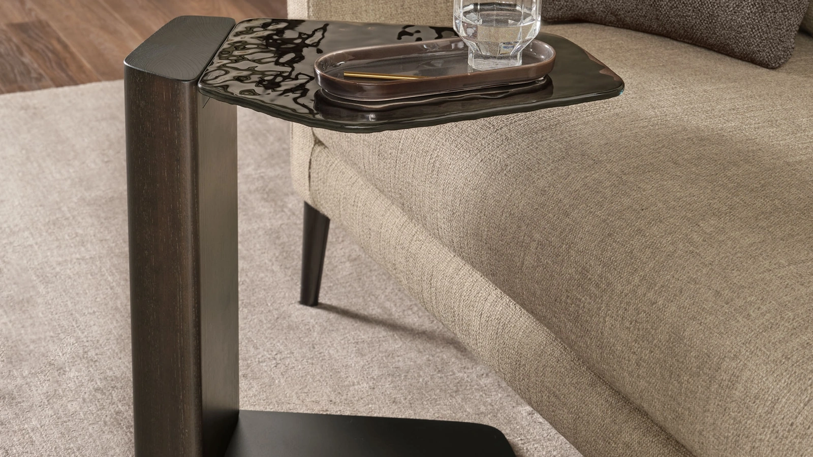 Tavolino in vetro e legno massello Stone di Fiam