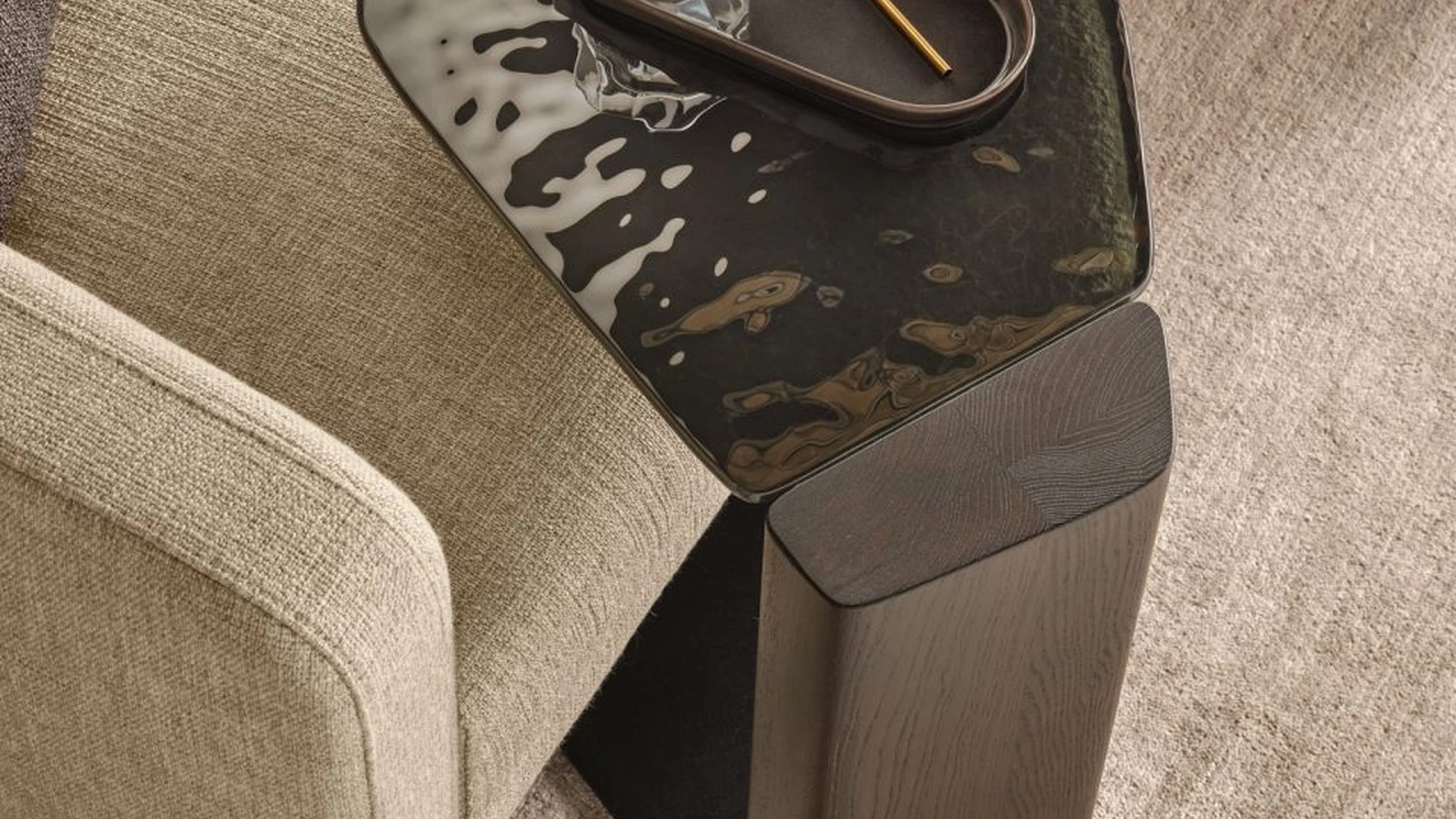 Tavolino in vetro e legno massello Stone di Fiam