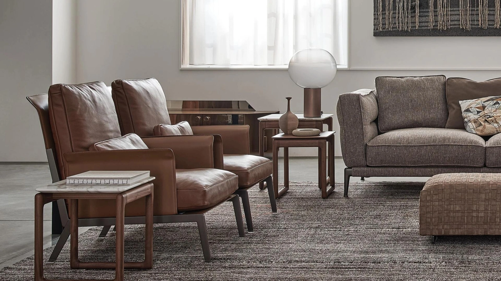 Tavolino in marmo con struttura in legno Brig di Flexform