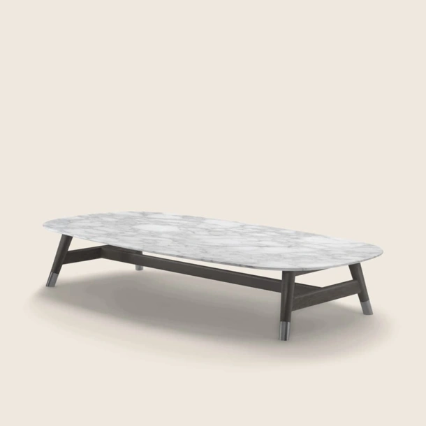 Tavolino Desco in marmo con base in legno di Flexform