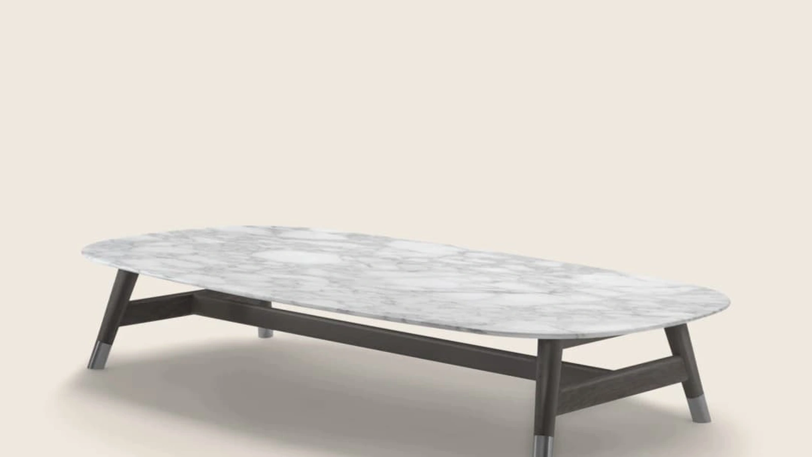Tavolino Desco in marmo con base in legno di Flexform