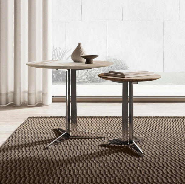 Tavolino con top in marmo e base in metallo Fly di Flexform