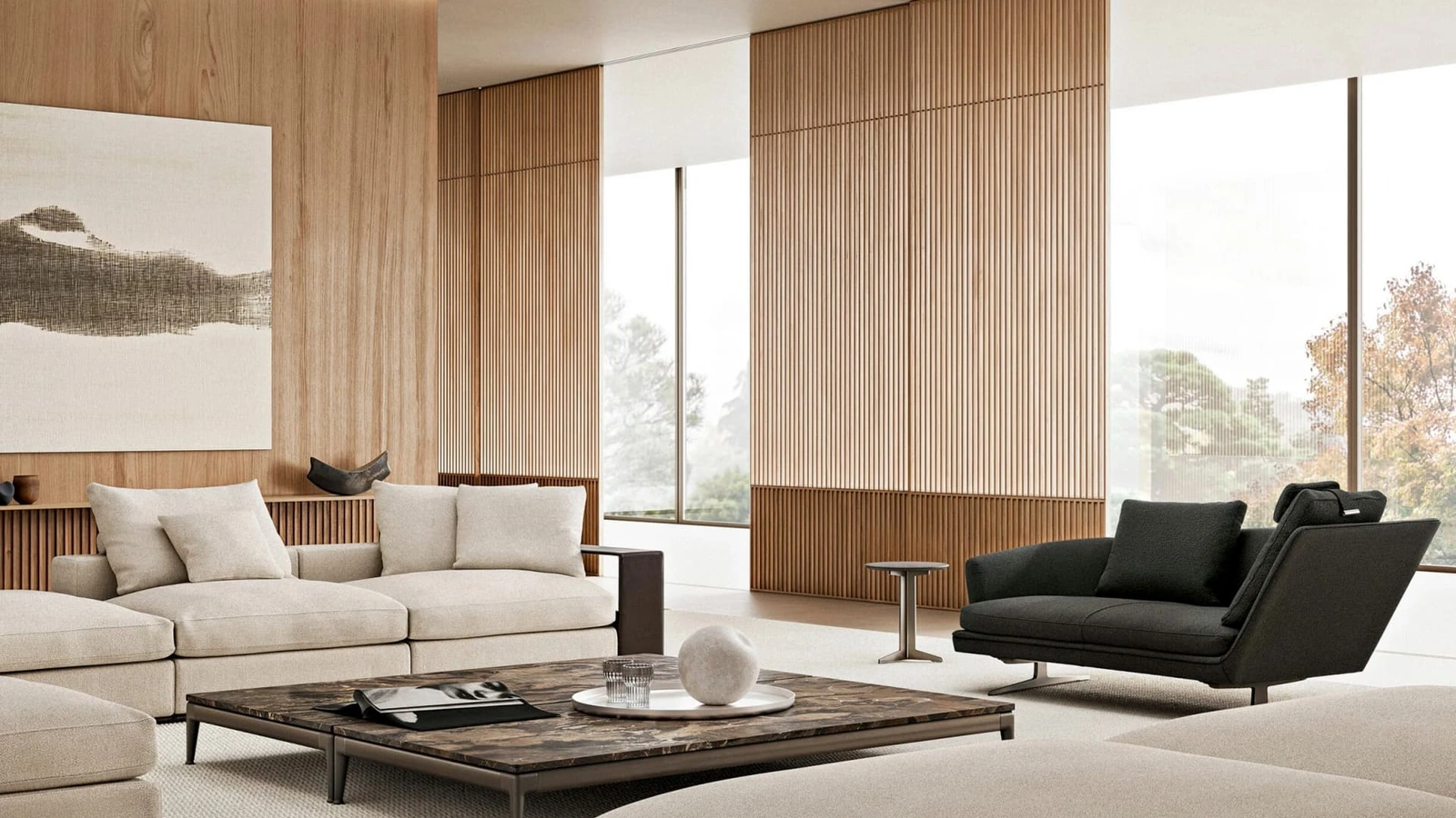 Tavolino di design in marmo Pico di Flexform