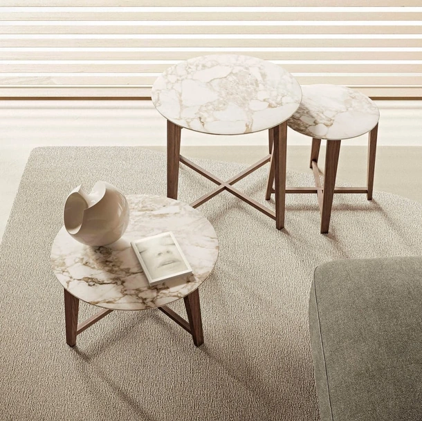 Tavolino rotondo in marmo Tris di Flexform