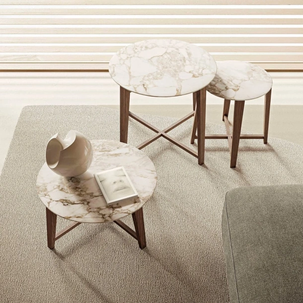 Tavolino rotondo in marmo Tris di Flexform