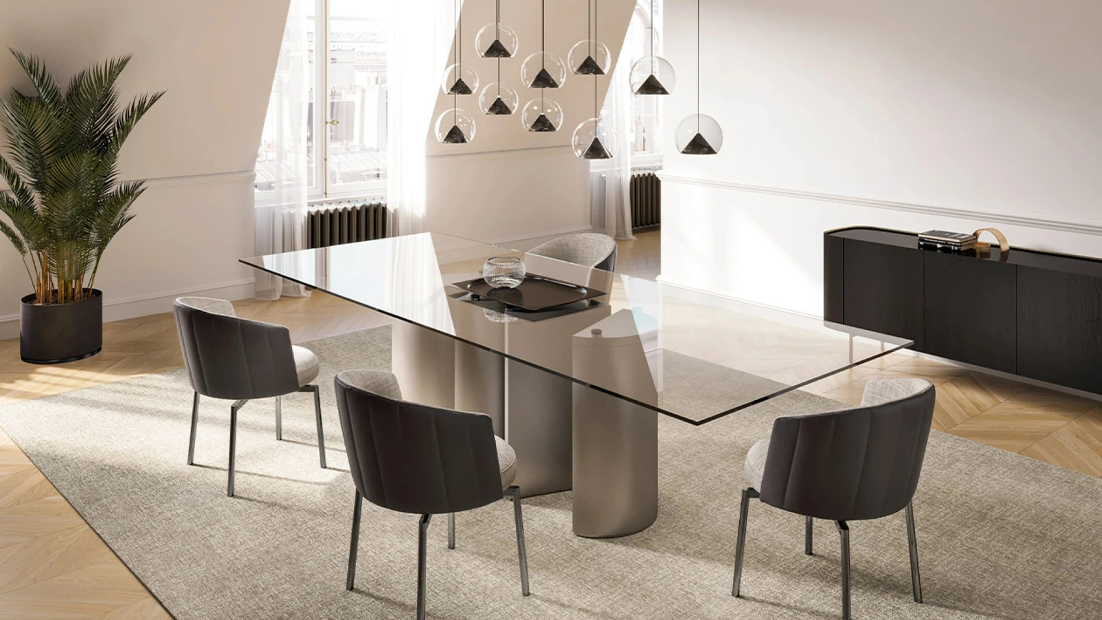 Lampada a sospensione Cherry in metallo e vetro di Eforma