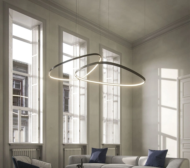 Lampada a sospensione Magellano Magnum in acciaio verniciato titanio di Cattelan Italia