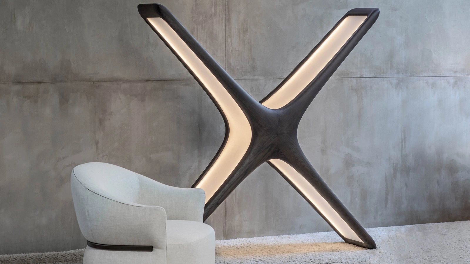 Lampada da terra di design Staar in massello di frassino e policarbonato di Natevo