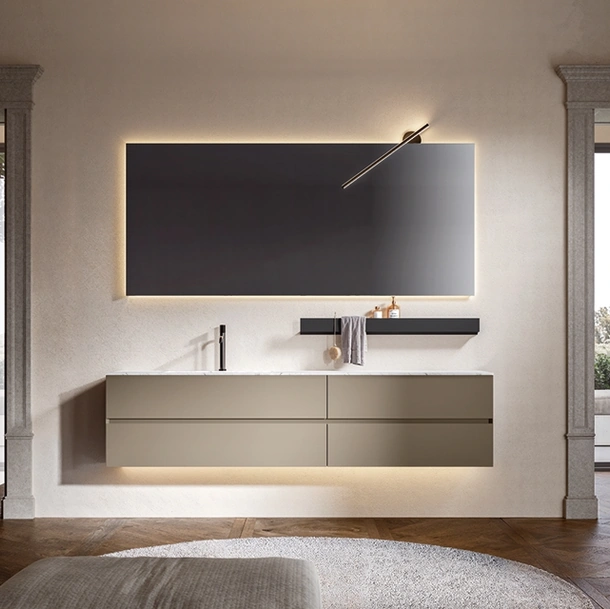 Mobile da Bagno sospeso Artemide 03 laccato camoscio di Edoné