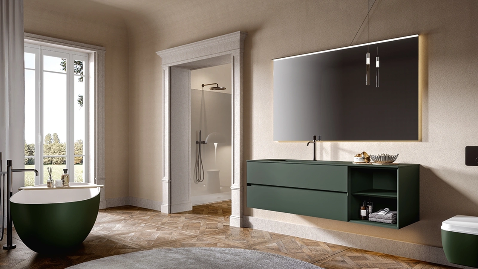 Mobile da Bagno sospeso Artemide 05 laccato foresta di Edoné