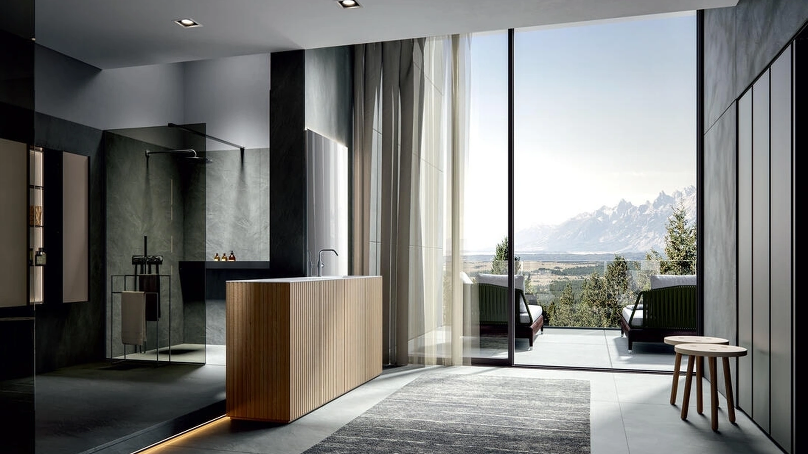 Mobile da Bagno da appoggio finitura Texture Veneziana Naturale Chrono 44 4001 di Edoné
