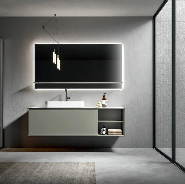 Mobile da Bagno sospeso laccato opaco Talpa Crio 2306 di Edoné