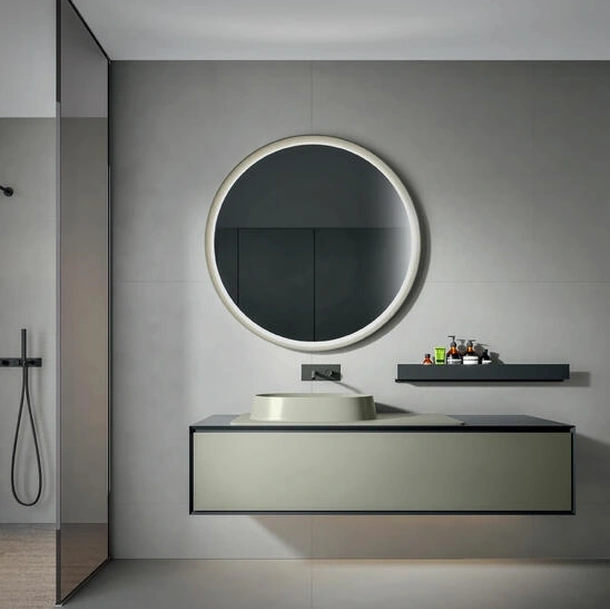 Mobile da Bagno sospeso laccato opaco Argilla Crio 2307 di Edoné