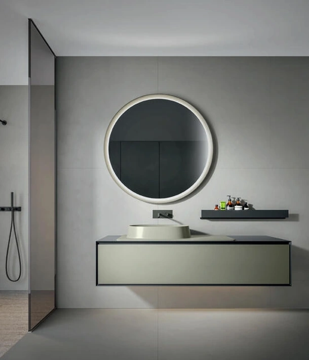 Mobile da Bagno sospeso laccato opaco Argilla Crio 2307 di Edoné