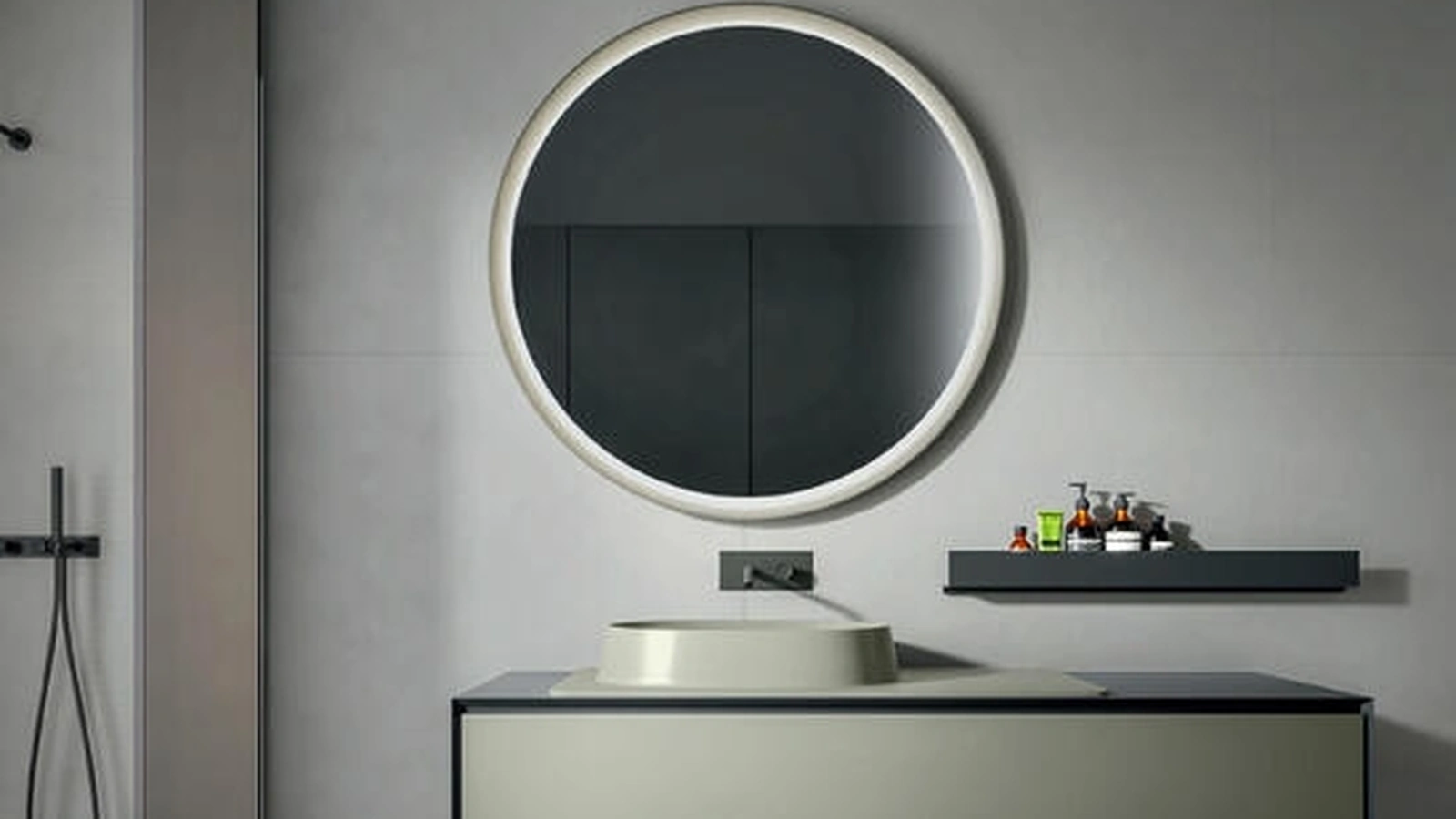 Mobile da Bagno sospeso laccato opaco Argilla Crio 2307 di Edoné