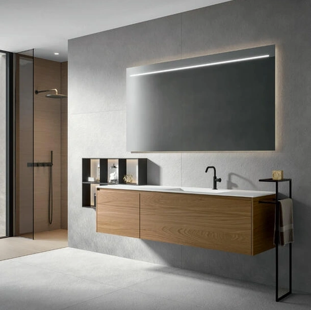 Mobile da Bagno sospeso Eos 2319 in natural wood Olmo di Edoné