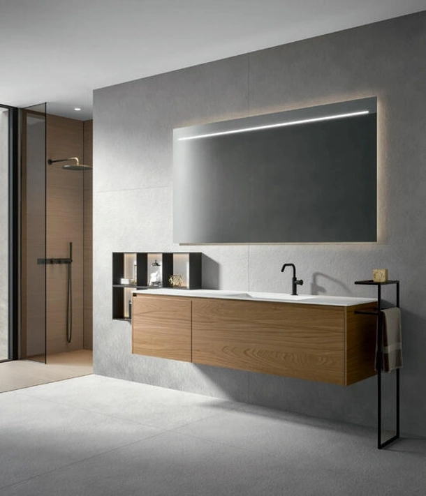 Mobile da Bagno sospeso Eos 2319 in natural wood Olmo di Edoné
