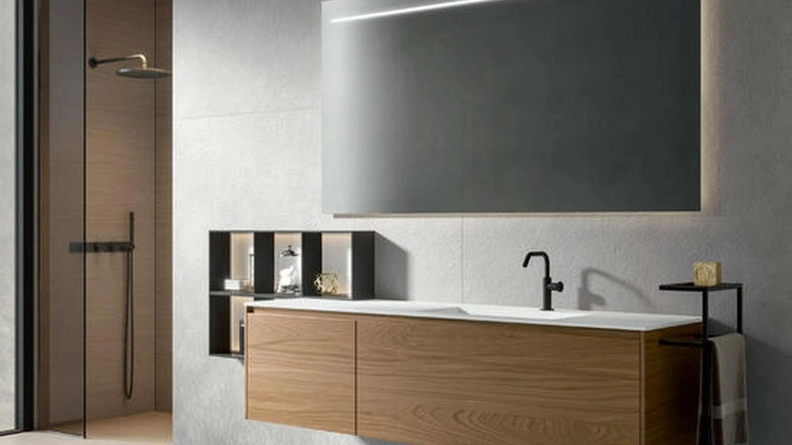 Mobile da Bagno sospeso Eos 2319 in natural wood Olmo di Edoné