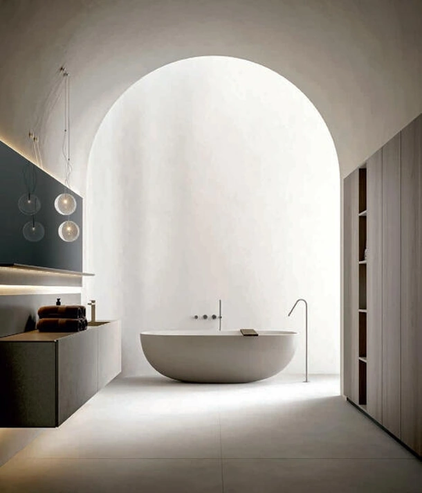 Mobile da Bagno sospeso Hexis 2333 in nobilitato Cemento Perla di Edoné